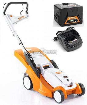 Газонокосилка аккумуляторная Stihl RMA 339.0 C SET c АКБ AK 20 и ЗУ AL 101 (AUT, 36В Compact, 37 см., несамоходная, 40 л., монорукоятка, 17,2 кг.)