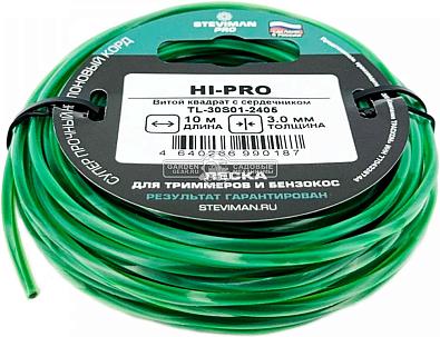 Триммерная леска Steviman HI-PRO 3,0 мм х 10 м (витой квадрат, 100% полиамид с графитовым сердечником)