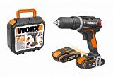 Дрель - шуруповерт ударная аккумуляторная Worx BL WX367.3 в кейсе