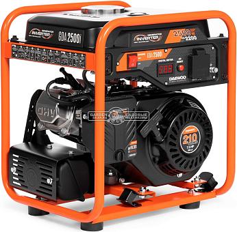 Бензиновый генератор инверторный Daewoo GDA 2500i (PRC, Daewoo, 208 см3, 2.2/2.5 кВт, 6 л, рама, 22 кг)