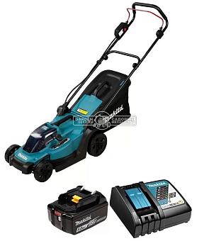 Газонокосилка аккумуляторная Makita DLM330RT с АКБ 5.0 А/ч и ЗУ (PRC, LXT 18В, 33 см, пластик, 30 л, 12.5 кг)