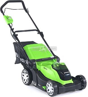 Газонокосилка аккумуляторная GreenWorks G40LM41 без АКБ и ЗУ (PRC, 40В, 41 см, пластик, мульчирование, 50 л, 18 кг, снята с производства)