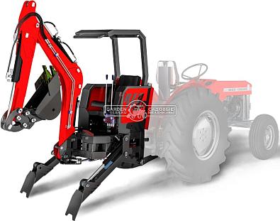 Экскаваторная навеска на мини-трактора RED Trac T500 от ВОМ, глубина копания 2,2 м., ковш 250 мм., 380 кг.
