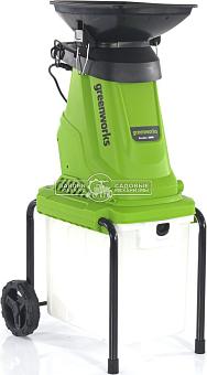 Садовый измельчитель веток электрический GreenWorks GW-2800SD (PRC, 2800 Вт, ветки до 40 мм, контейнер 40 л, 15 кг)