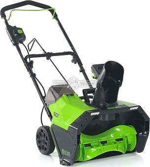 Снегоуборщик аккумуляторный GreenWorks GD60PST с АКБ 4 А/ч и ЗУ (PRC, BL 60В, ширина 51 см, LED фара, 15 кг)