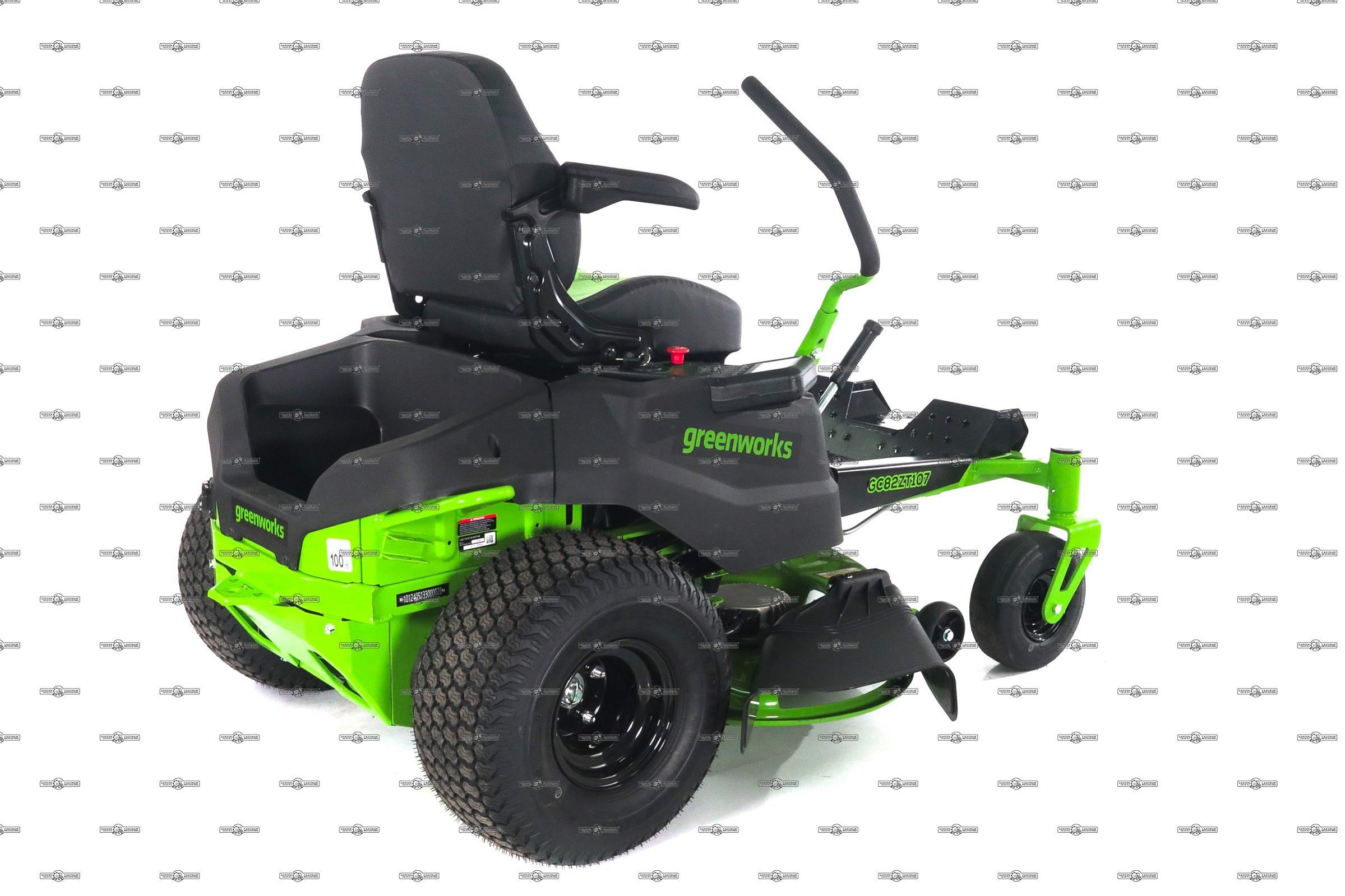 Садовый райдер аккумуляторный Greenworks GC82ZT107 без АКБ и ЗУ с нулевым радиусом разворота