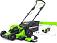 Газонокосилка аккумуляторная самоходная GreenWorks GD60LM46SP с АКБ 4 А/ч и ЗУ (PRC, BL 60В, сталь, 46 см, 3 в 1, 52 л, 28 кг)