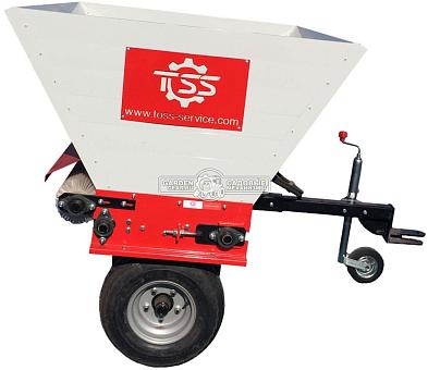 Разбрасыватель TOSS G-1000 с дозатором для засыпки покрытия кварцевого песка и резиновой крошки 1000 л., 1750х1800х150 мм, 350 кг.