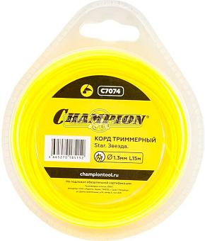 Леска триммерная Champion Star 1,3 мм., мононить, звезда, 15 м.
