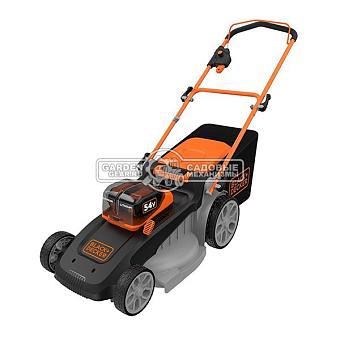 Газонокосилка аккумуляторная Black+Decker CLM5448PC2-QW с 2 АКБ 2.5 А/ч и ЗУ (PRC, Li-ion 54/18B, 48 см, 3 в 1, пластик, 50 л, 24 кг)