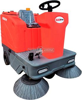 Подметальная машина аккумуляторная с сиденьем оператора EVOline SWB 1400 c LiFePo АКБ и ЗУ (PRC, 113 А/ч, 140 см, 150 л, 420 кг)