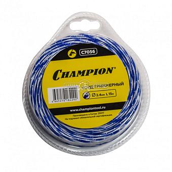 Леска триммерная Champion Tornado 2,4 мм., 3-х компонентный материал, витой квадрат, 15 м.