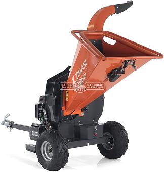 Измельчитель веток ZimAni LS 150 DH (PRC, Loncin 420 куб.см., 15 л.с., с эл. старт, дисковый, ветки до 100 мм, повор. желоб, одноосный прицеп, 250 кг)