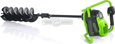 Мотобур аккумуляторный GreenWorks GC-AUGER с шнеком 20 см. без АКБ и ЗУ (PRC, BL 82В, 110 Нм, для одного/двух операторов, реверс, 19.5 кг)