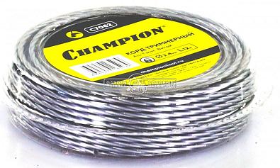 Леска триммерная Champion Alu Twist 2,4 мм., мононить, витая, 12 м.