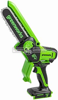 Пила - сучкорез аккумуляторная цепная GreenWorks CS2410AA1 10" с АКБ 2 А/ч и ЗУ (PRC, BL 24В, .325"-1.1-26E, 1.1 кг)
