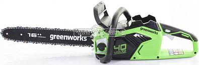 Пила аккумуляторная цепная GreenWorks GD40CS18 16&quot; с АКБ 2 А/ч и ЗУ (PRC, BL 40В, 3/8&quot;-1.1-56E, 3.8 кг)