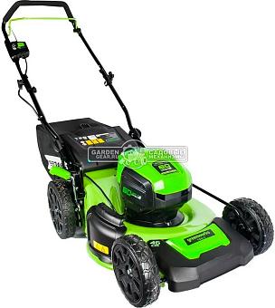 Газонокосилка аккумуляторная GreenWorks GD60LM46HP с АКБ 4 А/ч и ЗУ (PRC, BL 60В, 46 см, сталь, 3 в 1, 60 л, 24 кг)