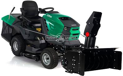 Садовый трактор Caiman Comodo Max 4WD 107D2K2 с роторным снегоуборщиком 100 см и цепями на колеса
