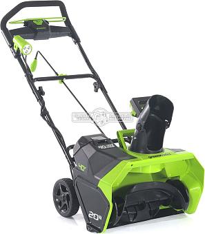 Снегоуборщик аккумуляторный GreenWorks GD40SB с АКБ 4 А/ч и ЗУ (PRC, BL 40В, ширина 51 см, фара, 15 кг)