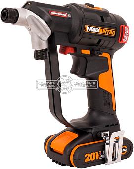 Дрель - шуруповерт аккумуляторная Worx Switchdriver WX177 с АКБ 2 А/ч и ЗУ (PRC, 20В, BL, 50 Нм, поворотный патрон, кейс, 0.82 кг)