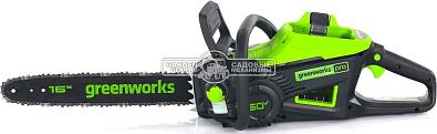 Пила аккумуляторная цепная GreenWorks GD60CS25 16&quot; c АКБ 4 А/ч и ЗУ (PRC, BL 60В, 3/8&quot;-1.3-56E, 4.7 кг)