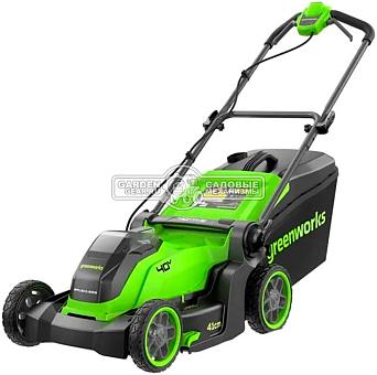 Газонокосилка аккумуляторная GreenWorks GD40LM411 без АКБ  и ЗУ (PRC, BL 40В, 41 см, пластик, мульчирование, 60 л, 16.5 кг)