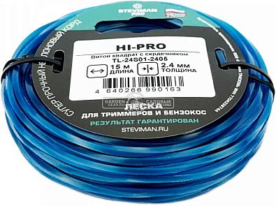 Триммерная леска Steviman HI-PRO 2,4 мм х 15 м (витой квадрат, 100% полиамид с графитовым сердечником)