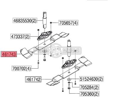 Нож SABO 487 мм SAT461743 правый для 93-H (1 шт, без крепежа)