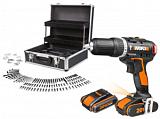 Дрель - шуруповерт ударная аккумуляторная Worx BL WX367.1 в алюминиевом кейсе